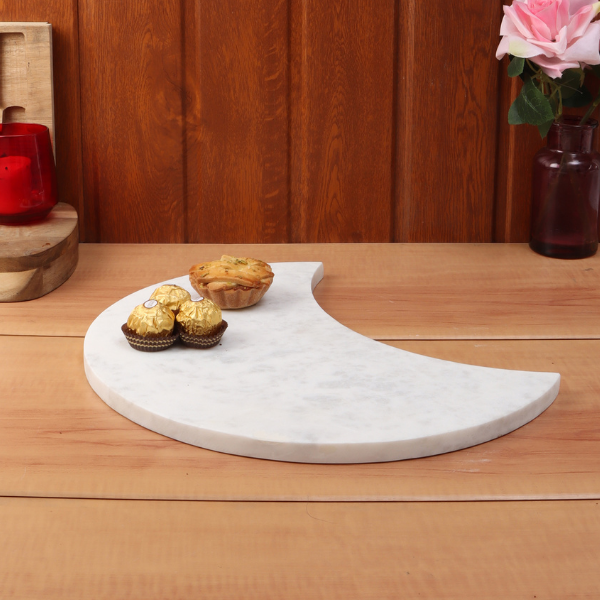 NikkisPride Marble Platter Moon shape